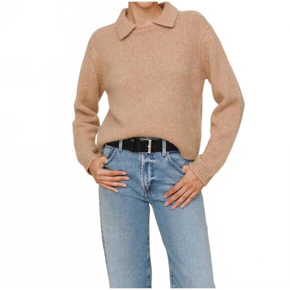 NEW BELLA DAHL johnny collar sweater in maple syrup
